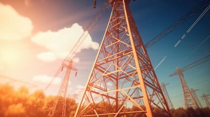 Electricity Towers Under Sunset