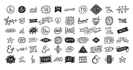 Hand drawn doodle elements set, ampersands, catchwords. vintage doodle ampersands, catchwords, calligraphy