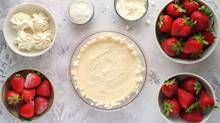 A Step by Step Collage of Making No Bake Strawberry Cheesecake
