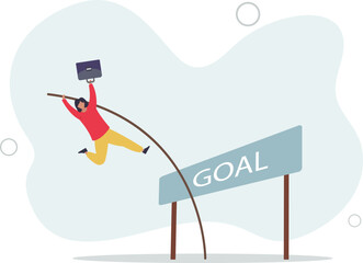 Reach business goal or target, success, achievement or challenge to overcome obstacle and win competition, performance or skill to reach goal, winner concept.flat design.illustration with people.