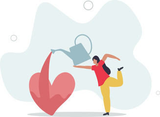 Work passion, motivation to success and win business competition, mindset or attitude to work in we love to do concept.flat design.illustration with people.