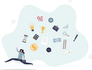 Information overload, excess distraction or overworked, overwhelmed data consume, problem with schedule or workload concept.flat design.illustration with people.