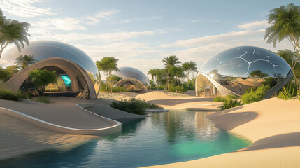 "Oasis of Tomorrow: A High-Tech Haven in the Desert"