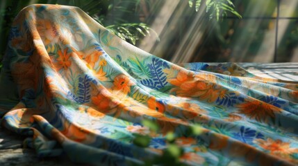 200. Quick-Dry Towel, movie style, complementary colors, nature-inspired pattern, eye level, soft light, light rays,