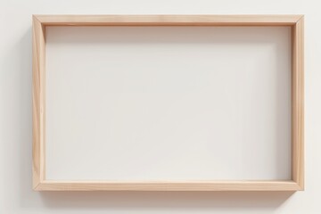Single horizontal wooden picture frame mockup on an isolated white background, blank mock up template design