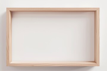 Single horizontal wooden picture frame mockup on an isolated white background, blank mock up template design