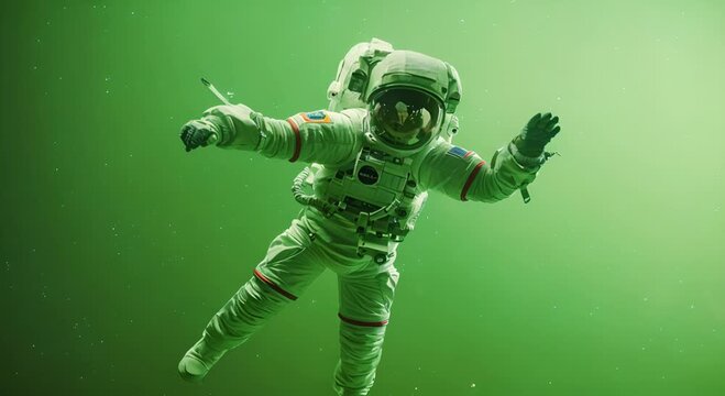 Astronaut Floating Green Screen