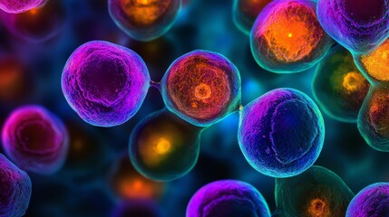 Colorful Microscopic World: Vibrant Cells in Clear Focus