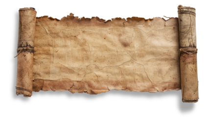 Old paper manusript or parchment isolated on transparent