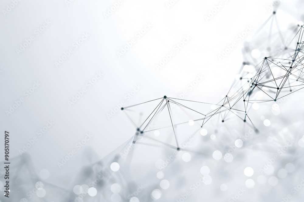 Poster abstract background with connected dots and lines forming geometric pattern, technology network conc