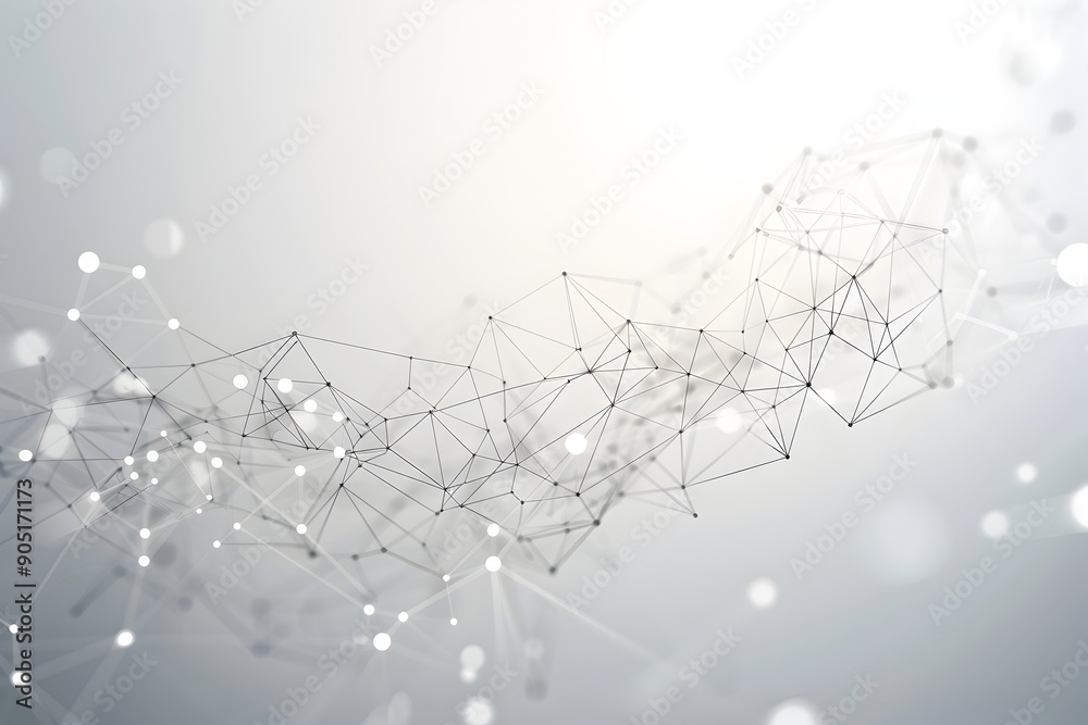 Poster Abstract background with interconnected dots and lines, representing digital network connection or global communication technology concept, white space in center for text. Big data visualization vecto