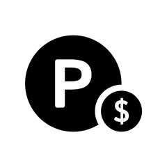 paid parking icon. vector isolated on white background, simple and modern design.