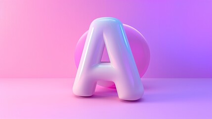 Letter A 3D rendered lettering, three-dimensional text effect on pink color background