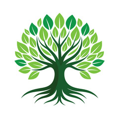 Logo Design Of Tree Illustration Rooted The Concept Large Trees