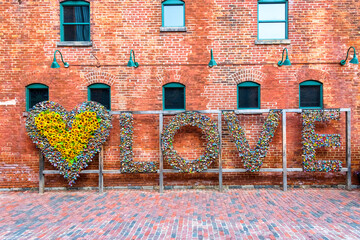 Love lock sign in the Distillery District, Toronto, Canada
