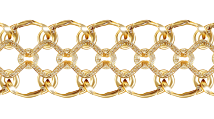 A fragment link of a gold chain pendant. Jewelry on transparent