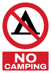 ISO prohibition safety signs tex variation_no camping size a4/a3/a2/a1