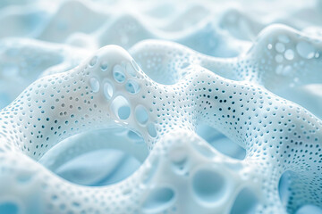 Biomaterial structure forming an abstract background with holes