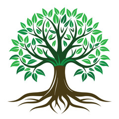 Logo Design Of Tree Illustration Rooted The Concept Large Trees