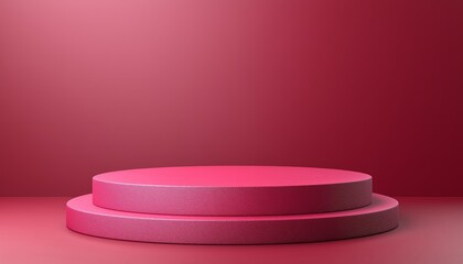 Two-Tiered Circular Platform Against Red Background