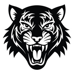 Angry Tiger head silhouette vector