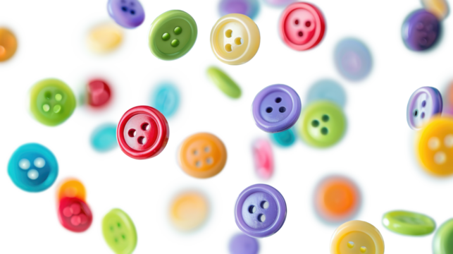 Colored Buttons Falling on transparent background