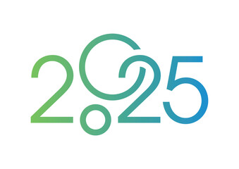 green-blue 2025 logo. 2025 concept for calendar, agenda. 2025 new year concept