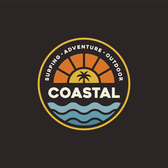 Vintage surf design template for surf club, surf shop, surf merch.