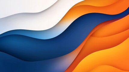 Abstract Blue and Orange Business Banner Background with Dynamic Curves Composition Generative AI