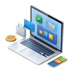 Laptop with online security icons