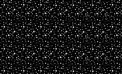 Snow, stars, twinkling lights, rain drops on black background. Abstract vector noise. Small particles of debris and dust. Distressed uneven grunge texture overlay.