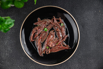 anchovies canned fish in oil fresh and tasty seafood meal food snack on the table copy space food background rustic top view 