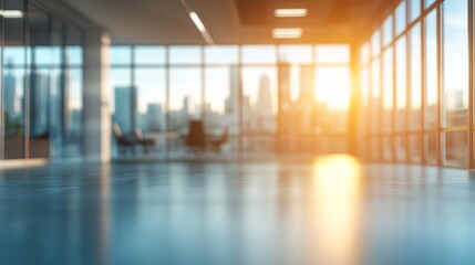 Modern Office Workspace with Cityscape Background for Business Presentation Generative AI