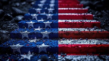 4th of July podium independence day background, 3d rendering 