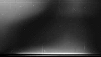 Fototapeta premium Old film texture with scratches, noise and light leaks. Realistic transparent overlay film texture in black-white, dust and grain. Distressed retro movie or photo negative effect of cinema nostalgia