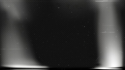 Naklejka premium Old film texture with scratches, noise and light leaks. Realistic transparent overlay film texture in black-white, dust and grain. Distressed retro movie or photo negative effect of cinema nostalgia