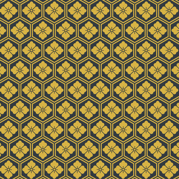 Japanese Traditional Kikko and Hanabishi Hexagon Pattern