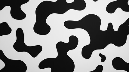 An abstract pattern composed of various shapes resembling liquid or organic forms. These shapes are predominantly black and are set against a white background