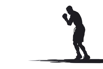 black silhouette group of man boxing on white background