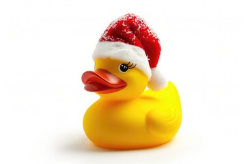 Santa Hat-Adorned Christmas Rubber Duck