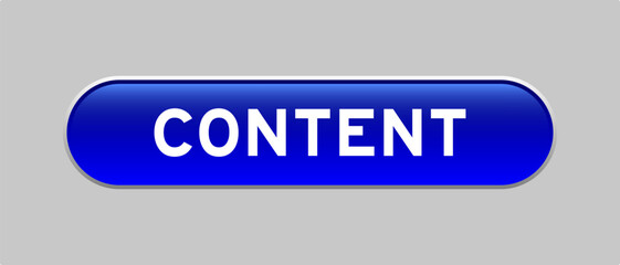Blue color capsule shape button with word content on gray background