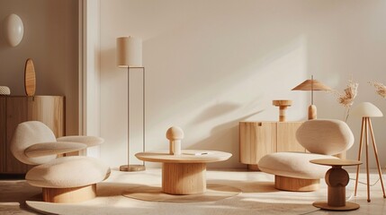 Minimal and cozy Scandinavian living room. The minimalism design and fashionable decor