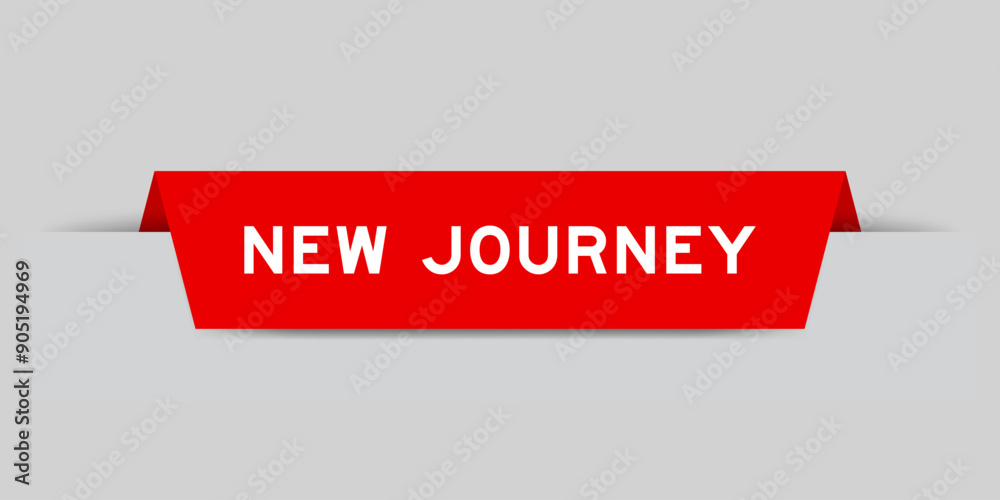 Canvas Prints Red color inserted label with word new journey on gray background