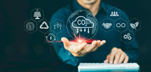 Circular economy concept. protect the environment, reduce greenhouse gas emission for climate change and sustainable, ESG, save earth, educe global warming, Save energy, use renewable energy