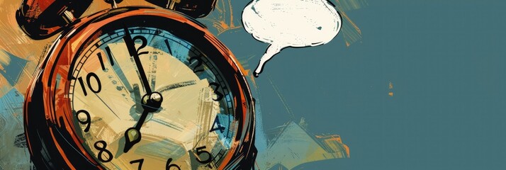 Note on speech bubble on clock during crunch time