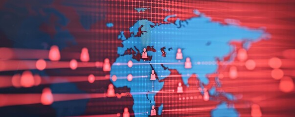 Obraz premium Global map with banking icons representing international transactions, financial network, global finance