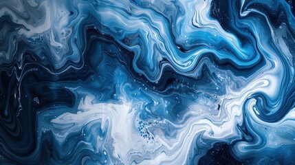 Obraz premium Abstract artwork of swirling blue and white marble, creating a mesmerizing and fluid pattern.