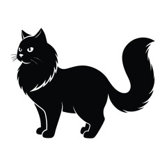 logo of persiana cat face, side view, silhouette, black and white, white background