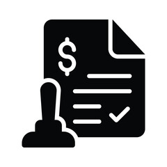 Tax record with a stamp is a vector icon of tax payment stamp