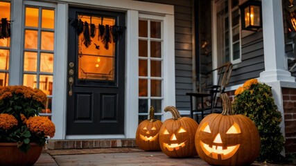 Halloween Jack Pumpkin on the Porch